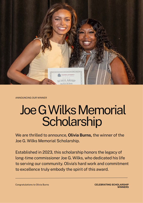 Image of Olivia Burns Winner of Joe G Wilks Memorial Scholarship
